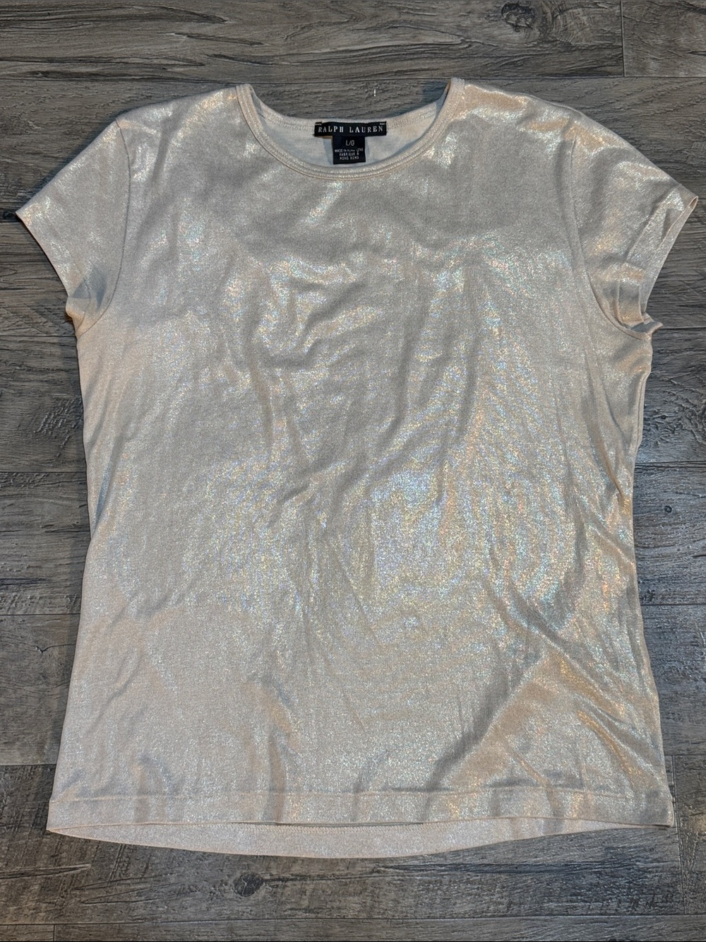 Ralph Lauren Black Label Metallic Pearl Short-Sleeve Tee - Size L
